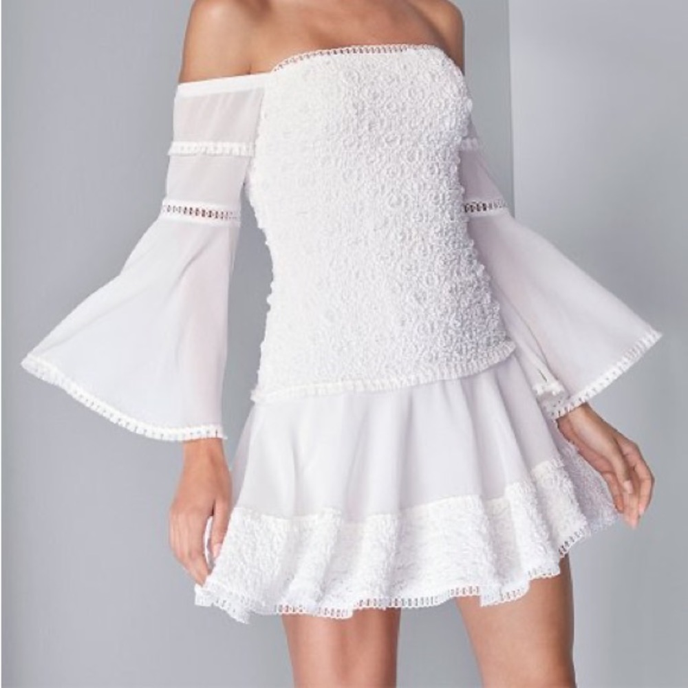 NWOT Venus | Lace Bell-Sleeve Off-Shoulder Dress. PERFECT FOR A BACHELORETTE